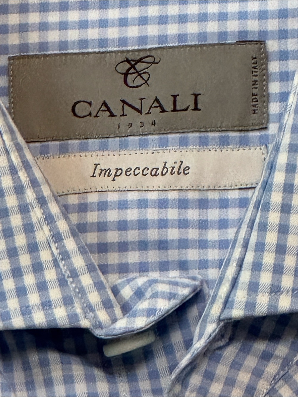 Canali Blue and White Gingham Casual Button-Down Shirt
